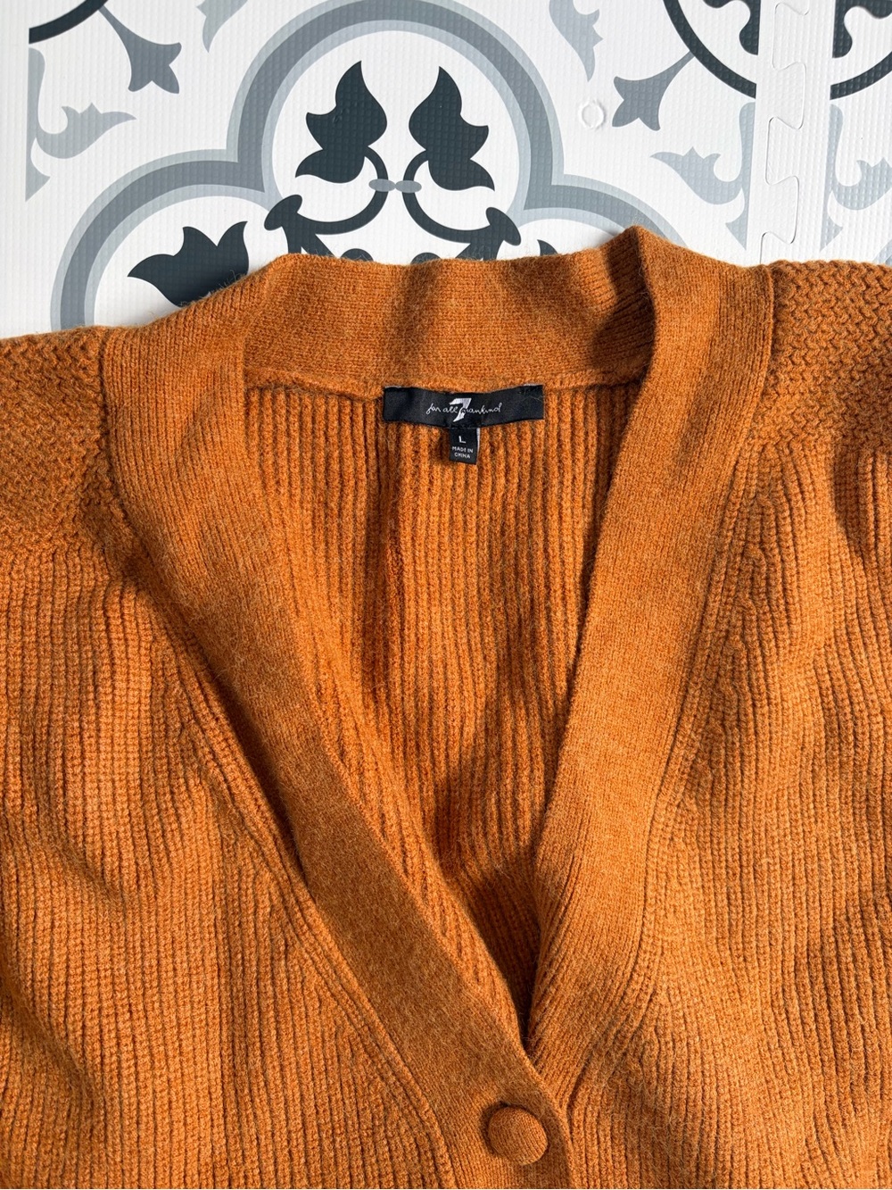 7 For All Mankind Rust Orange Button-Front Cardigan